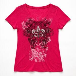 Hot Pink Grunge Y2K Bling Fleur de Lys NOLA Mardi Gras Maximalist Bedazzled Rock